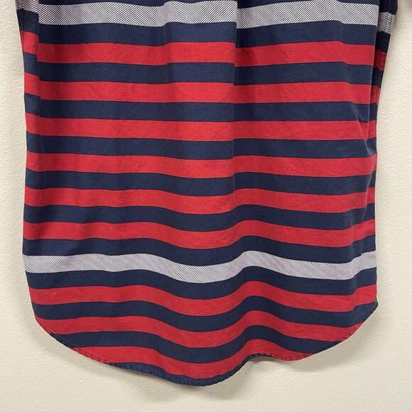 VTG Chaps Ralph Lauren Button Down Shirt Blue Red White Striped Stars Men Medium - Picture 6 of 7